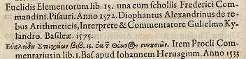 Euclides 1572 en 1533 in Catalogus