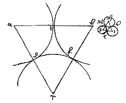3 rakende cirkels, driehoek