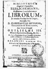 Bibliotheca Zuylichemiana, titelpagina
