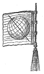 aardbol op vlag aan mast