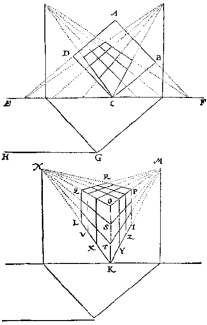 lijnfiguur, perspectief van kubus